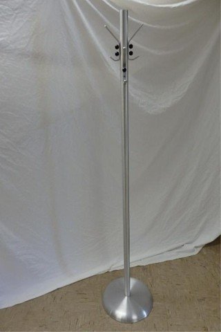 Knoll Stainless Steel Clothes Tree: Knoll Stainless Steel Clothes Tree. Height 68" 4 hat hook and black onyx ball accents
