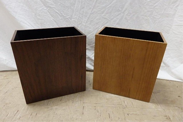 2 Knoll Walnut Waste basket: 1) dark and 2) light Walnut waste baskets 14.5" h x 14 x 9" W