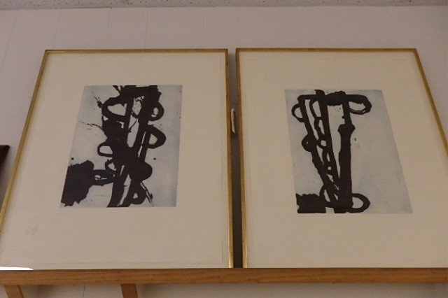 Pair of Etchings: Images are 19" x 14.5" with overall size including frame 33.5" x 28.75." From the series "Five Mysteries, 1989," both are 21/35, pencil signed in margin James Brown.
