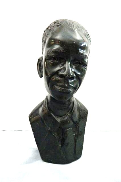 Stone Carving: Male Head- Measures 9.5" x 4.5"x 4" Weight approx. 5- 10 lbs. Artist: Eliot Title: Obama Medium: Serpentine
