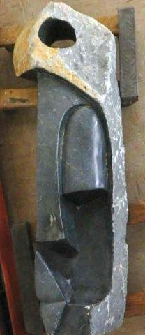 Stone Carving: Abstract, measures 60" x 21" x 8" , Weight approx. 500-700 lbs Artist: Choloka Title: Headman Standing Medium Opal green