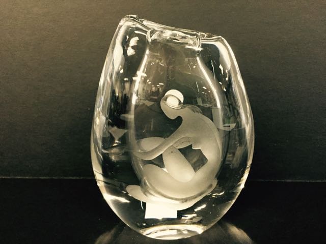 Colorless Glass Etched Vase (1 of 4)