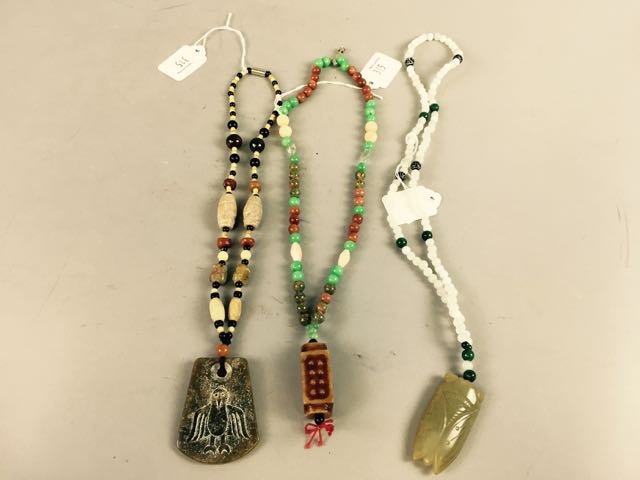 Lot of Three Polished Stone Necklaces (1 of 2)