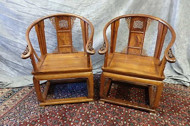 Pair of Huanghuali Style Arm Chairs (1 of 9)