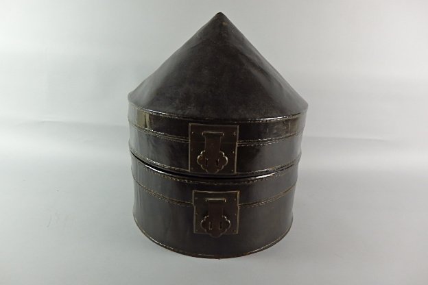 Antique Chinese Double Leather Hat Box (1 of 3)