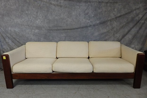 Knoll sofa: Knoll sofa with walnut frame, original upholstering. 94” L, 34” D. 25” H.