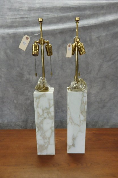 Pair white marble table lamps (1 of 4)