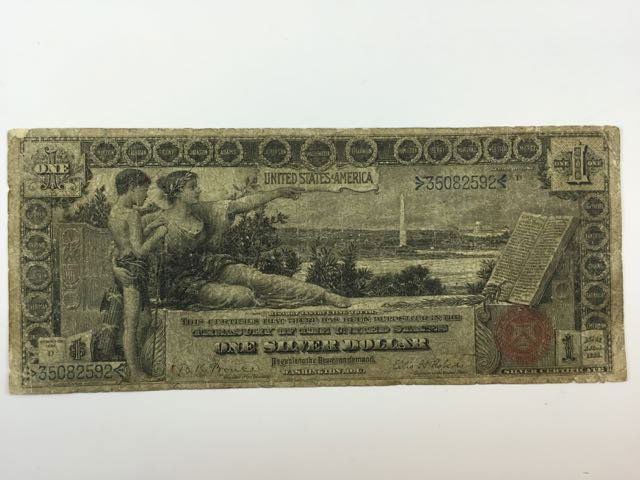 Currency - $1.00 Silver Cert. 1896 - BK Bruce Signed (1 of 2)