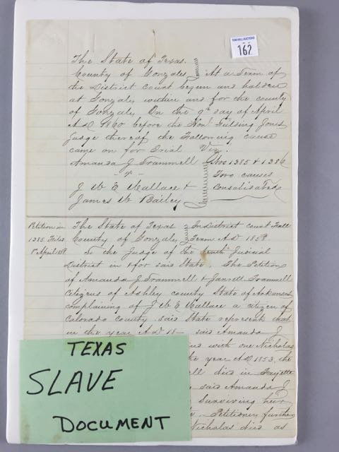 1858 Texas Slave Document (1 of 2)