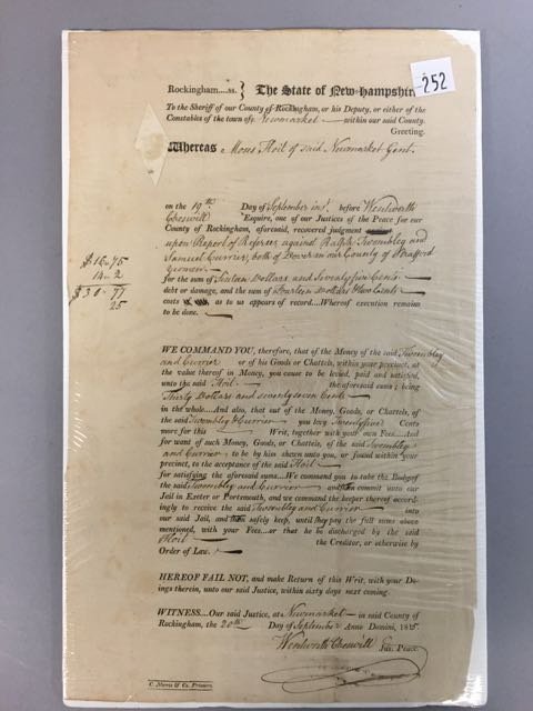 1815 Wentworth Cheswill Signed Document (1 of 2)