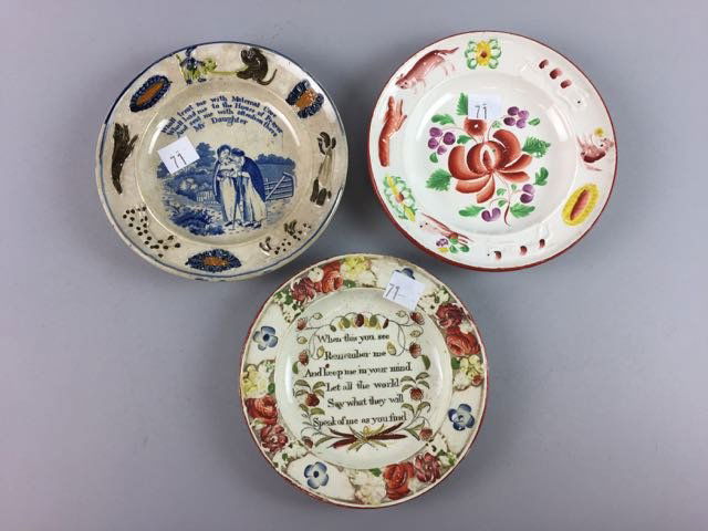 Lot of 3 Soft Paste and Gaudy Plates (1 of 2)