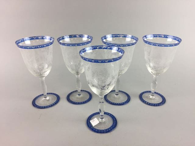 Set of 5 Etched Stem Glasses (1 of 3)