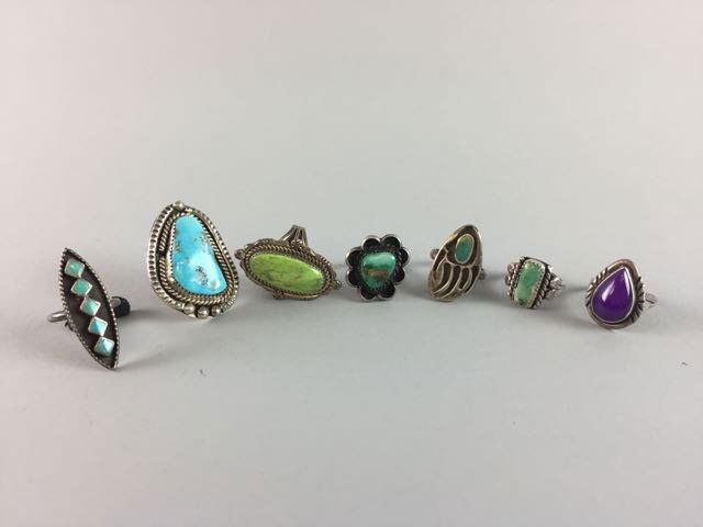 Lot 7 Sterling Native American Rings (1 of 4)