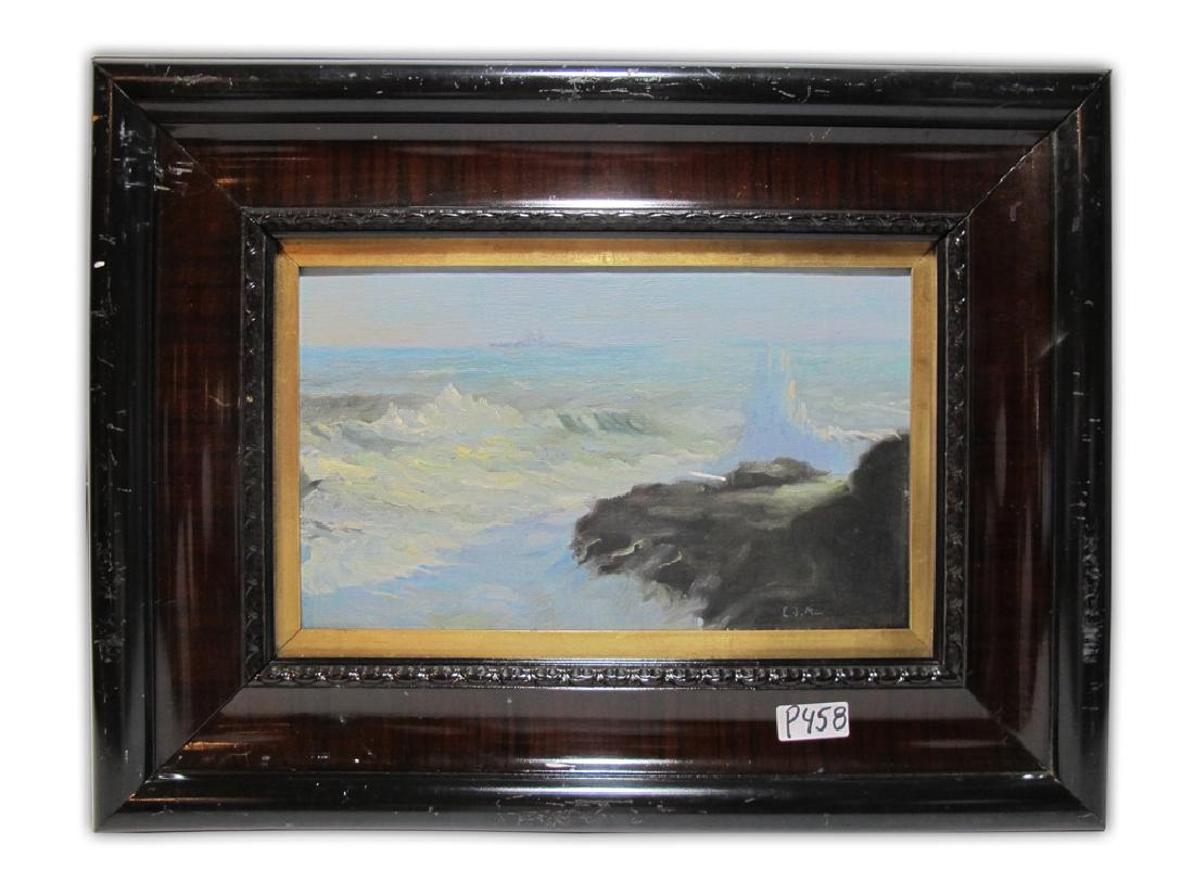 Antique oil on board landscape painting. signed (1 of 5)