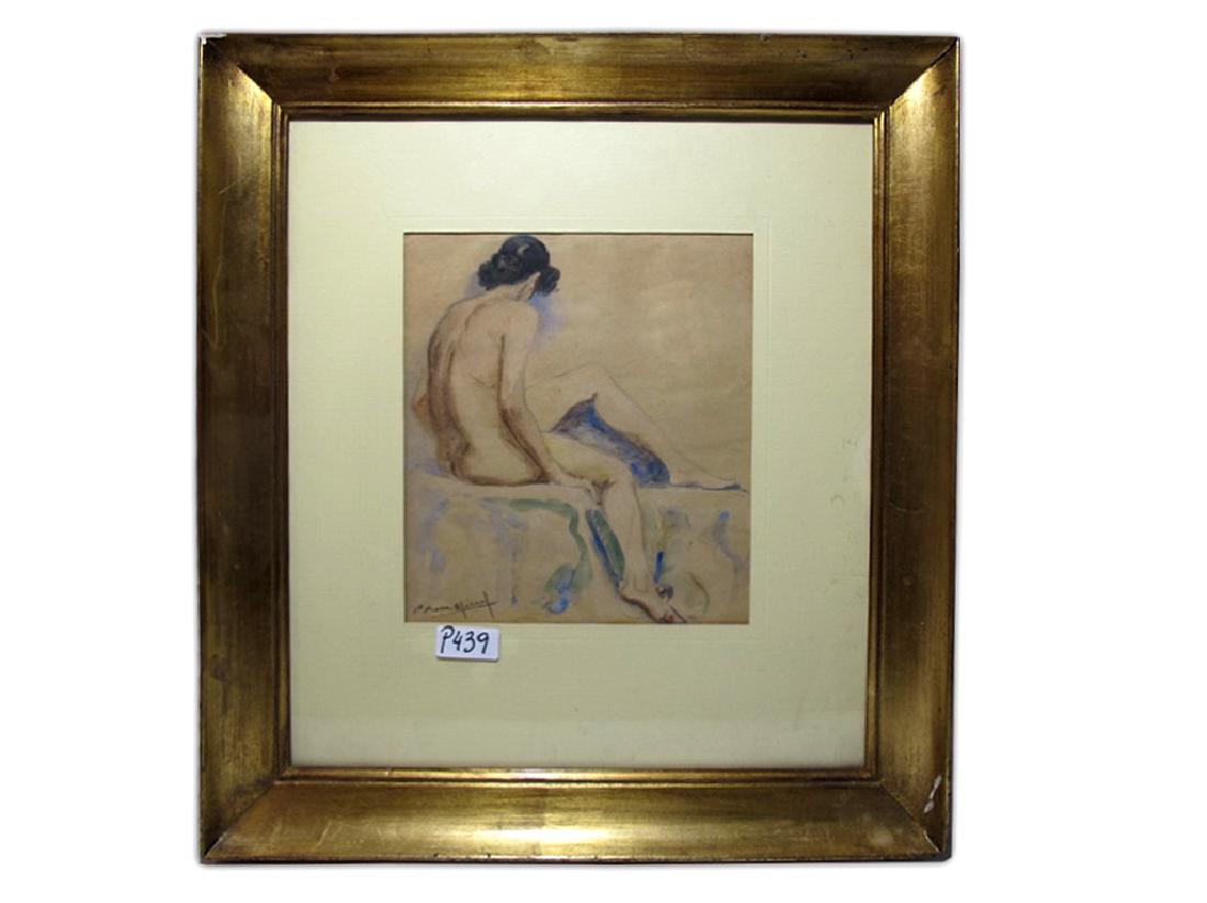 Pedro ROCA Y MARSAL (1888-?) Spanish artist watercolor: Pedro ROCA Y MARSAL (1888-?) Spanish artist watercolor, signed. Born in Barcelona, Spain and moved to Argentina in 1908. 19" H x 17 1/8” W including frame, 9 1/2” H x 8 1/4” W without frame. Shi
