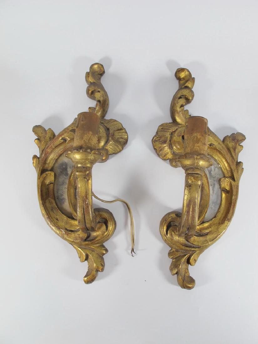 Antique French pair of gilt wood sconces (1 of 7)