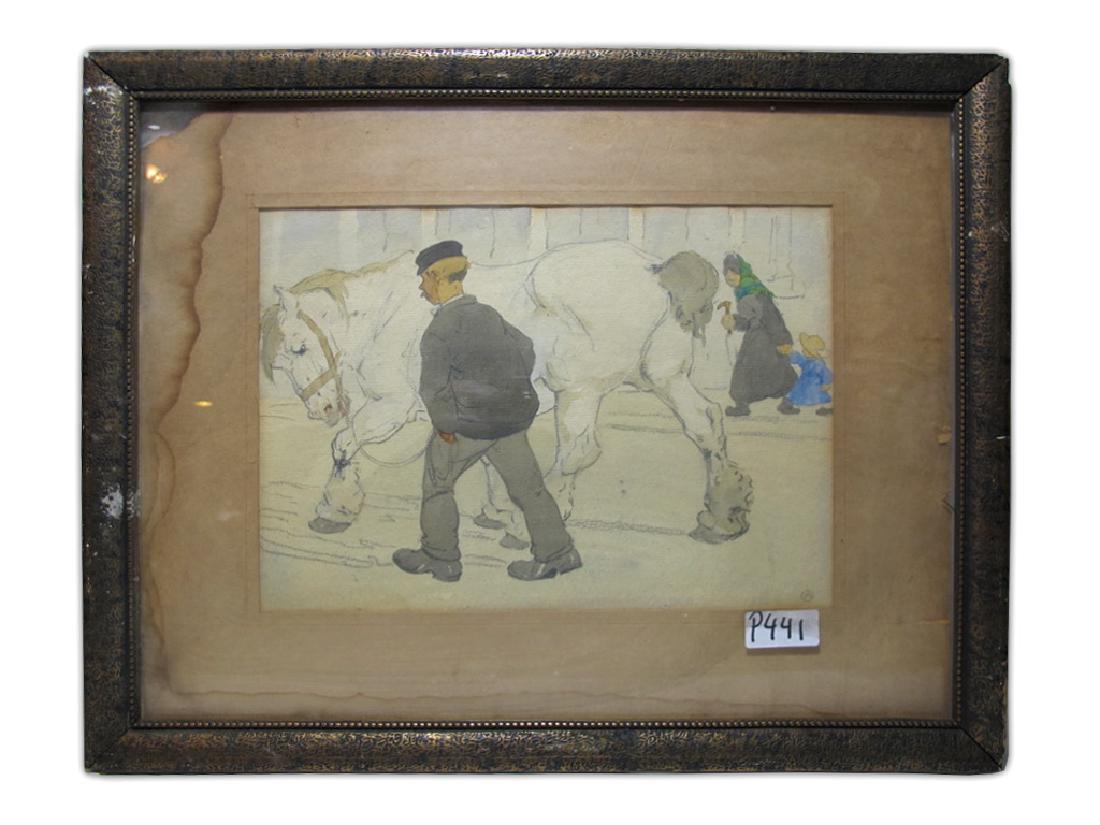 Antique European drawing, unsigned (1 of 5)