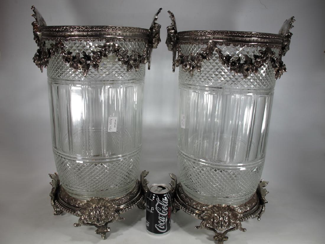 Signed Baccarat pair of glass & silverplated bronze (1 of 8)