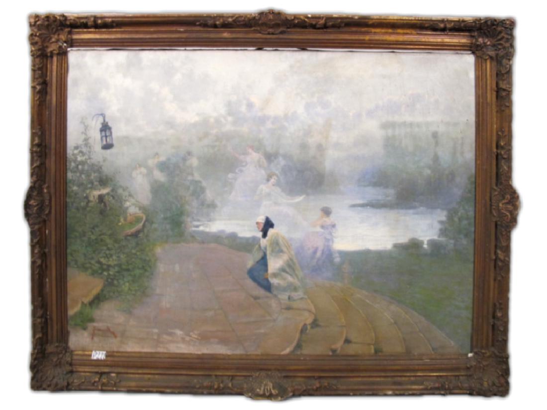 José QUARANTA (1851-1921) oil on canvas painting: José QUARANTA (1851-1921) oil on canvas painting, signed. 38 1/2” H x 51 1/2” W including frame, 32” H x 45 1/2” W without frame. Shipping in USA or International please contact James Lawrenc