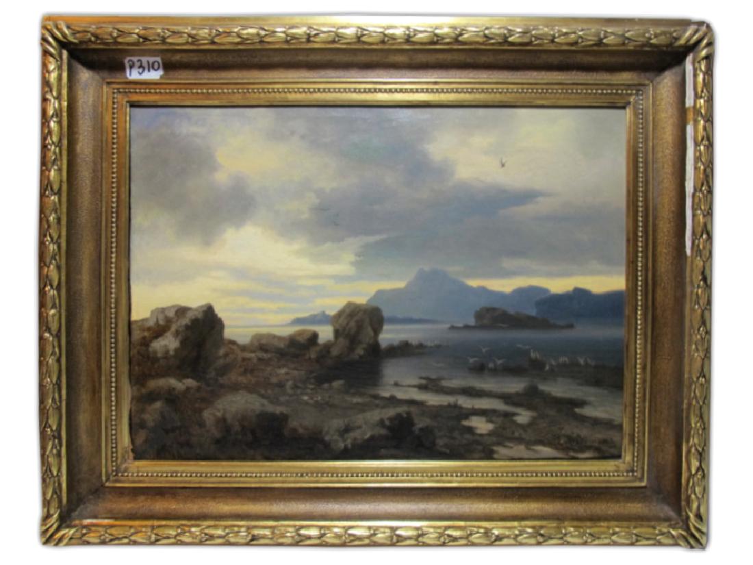 Antique European oil on canvas painting, 1862 (1 of 7)