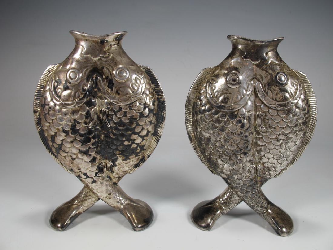 Antique French Cristofle pair of fishes vases (1 of 6)