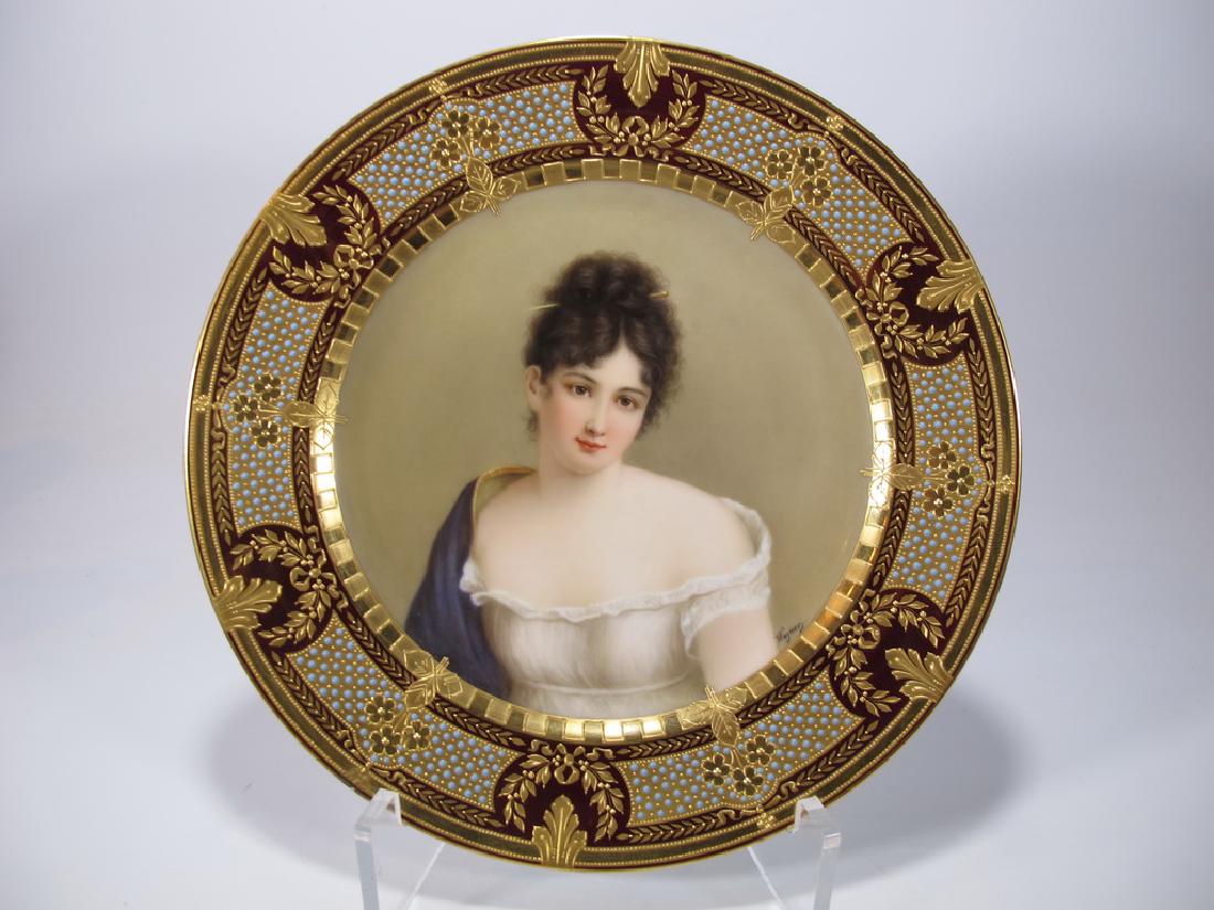 Antique Old Vienna porcelain plate, signed (1 of 6)