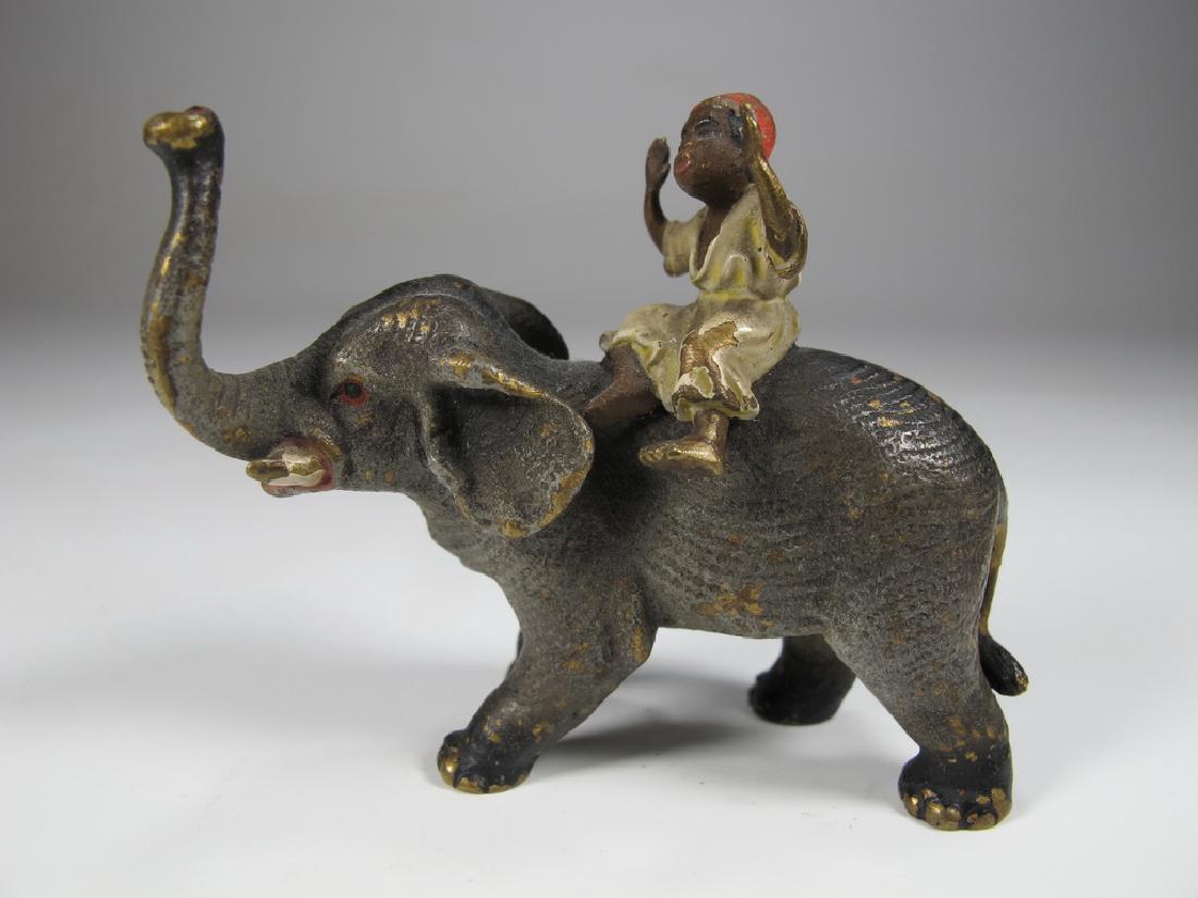 Antique Vienna bronze Orientalist boy & elephant statue (1 of 5)