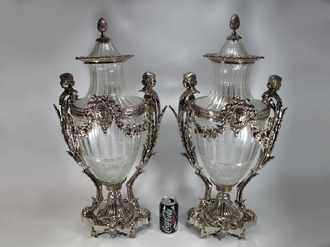 Signed Baccarat pair of silverplated bronze & glass (1 of 7)
