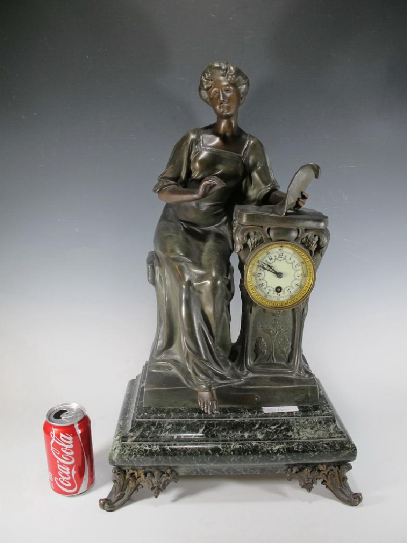 Antique French spelter & marble clock, SOMME (1 of 9)