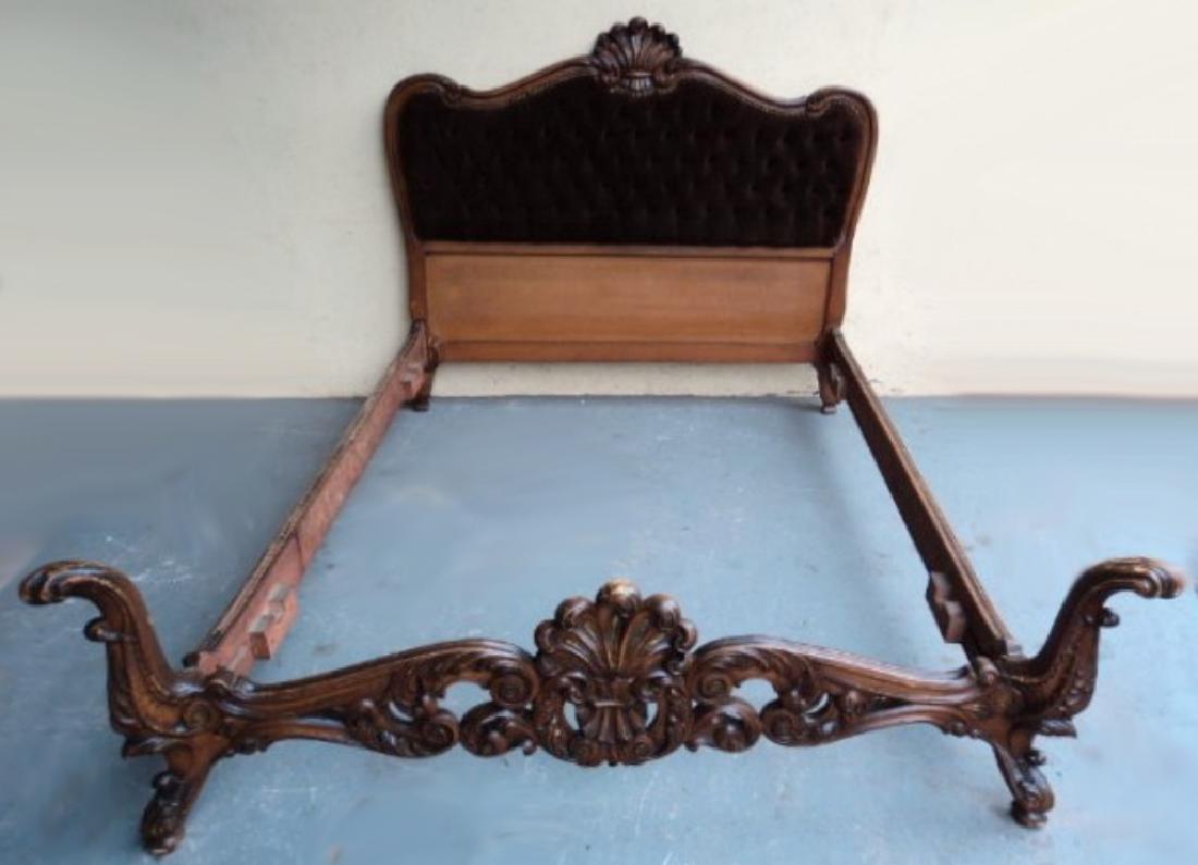 Antique French Louis XV walnut Full Bed (1 of 6)