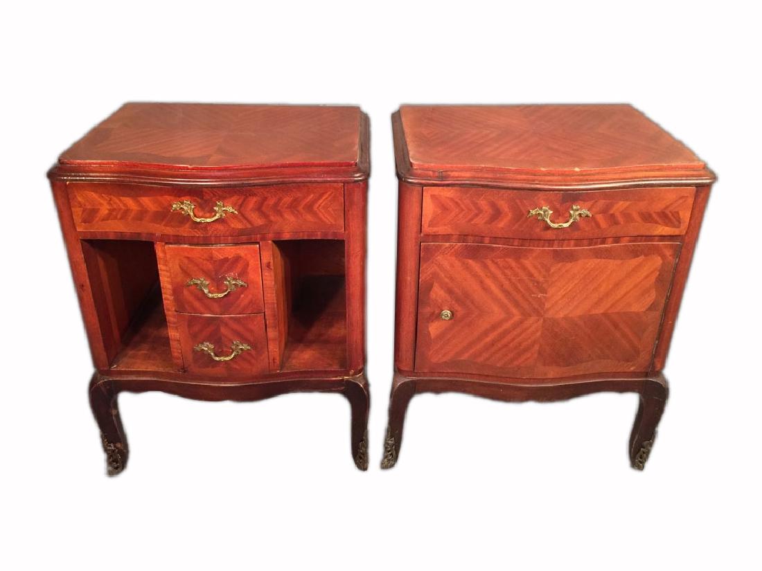 Pair of Antique French Louis XV Style Nightstands: Pair of French Louis XV Style Nightstands. 25 1/2” H x 20 1/2” W x 15 3/4” D. Shipping in USA or International please contact James Lawrence from the local UPS Store: 954-463-0444, FloridaUPS@gm