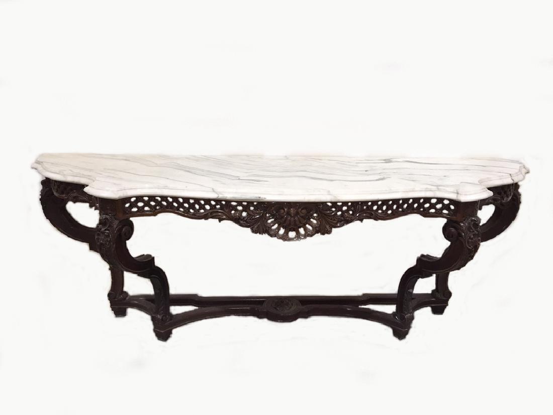 Huge French Louis XV wood & marble console table (1 of 7)