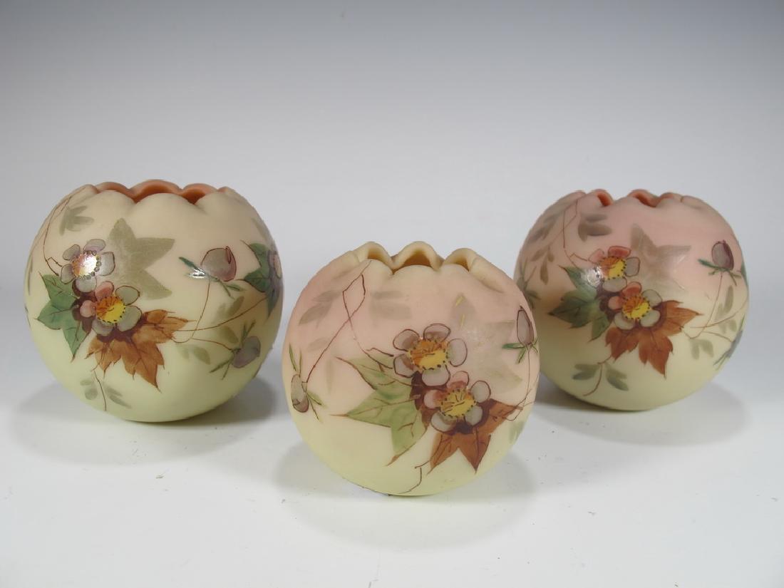 Antique set of 3 opaline glass painted bowls (1 of 5)