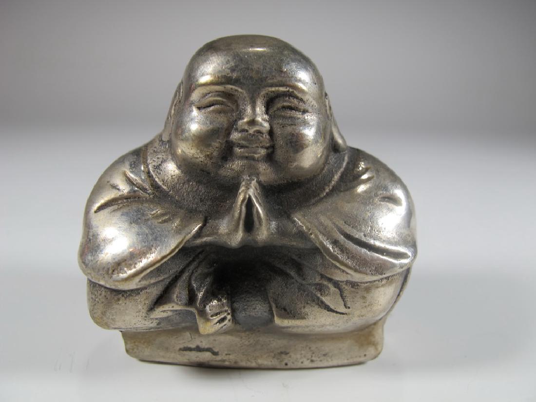 Antique Chinese silverplate Buddha statue (1 of 5)