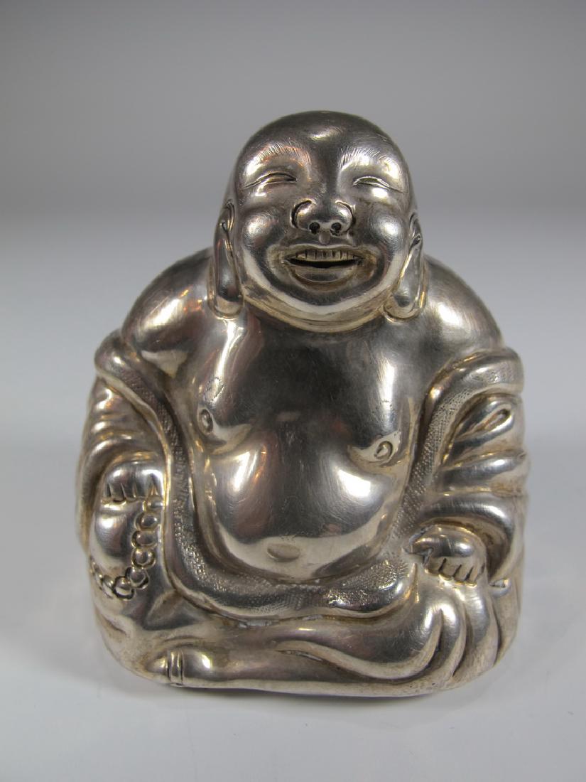 Antique Chinese silverplate Buddha statue (1 of 5)