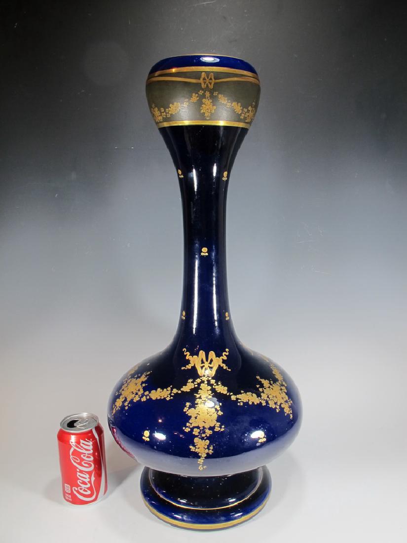 Antique French Sarreguemines porcelain vase: Antique French Sarreguemines porcelain vase, signed. 24” H x 10 1/2” W. Shipping in USA or International please contact James Lawrence from the local UPS Store: 954-463-0444, FloridaUPS@gmail.com