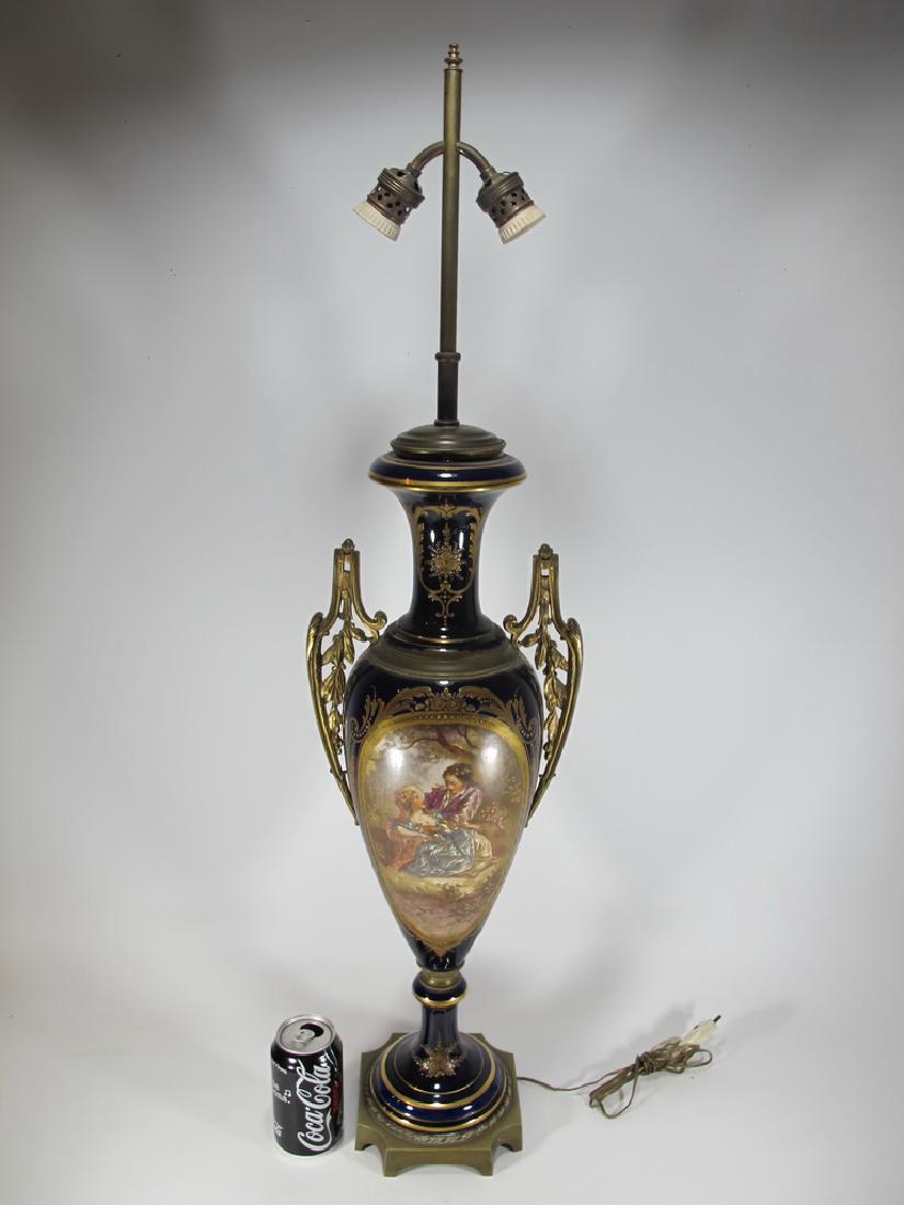 Antique French Sevres style porcelain & bronze lamp (1 of 8)