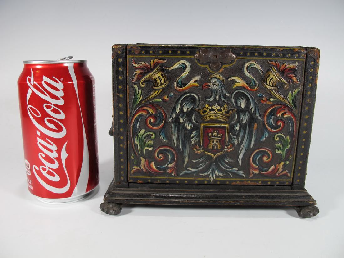 Antique wood & leather cigars holder box (1 of 7)