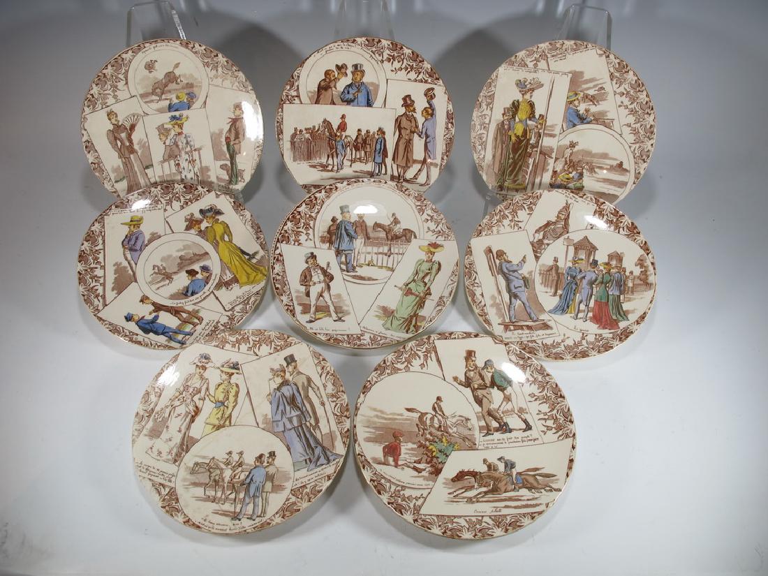 Antique set of 8 Sarreguemines plates: Antique set of 8 Sarreguemines plates, signed. 7 3/4” diameter. Shipping in USA or International please contact James Lawrence from the local UPS Store: 954-463-0444, FloridaUPS@gmail.com