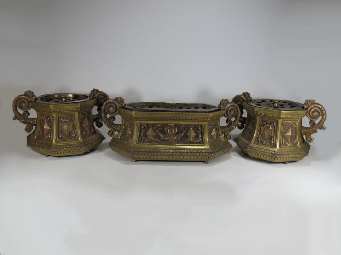 Antique French bronze planter 3 pcs set (1 of 6)