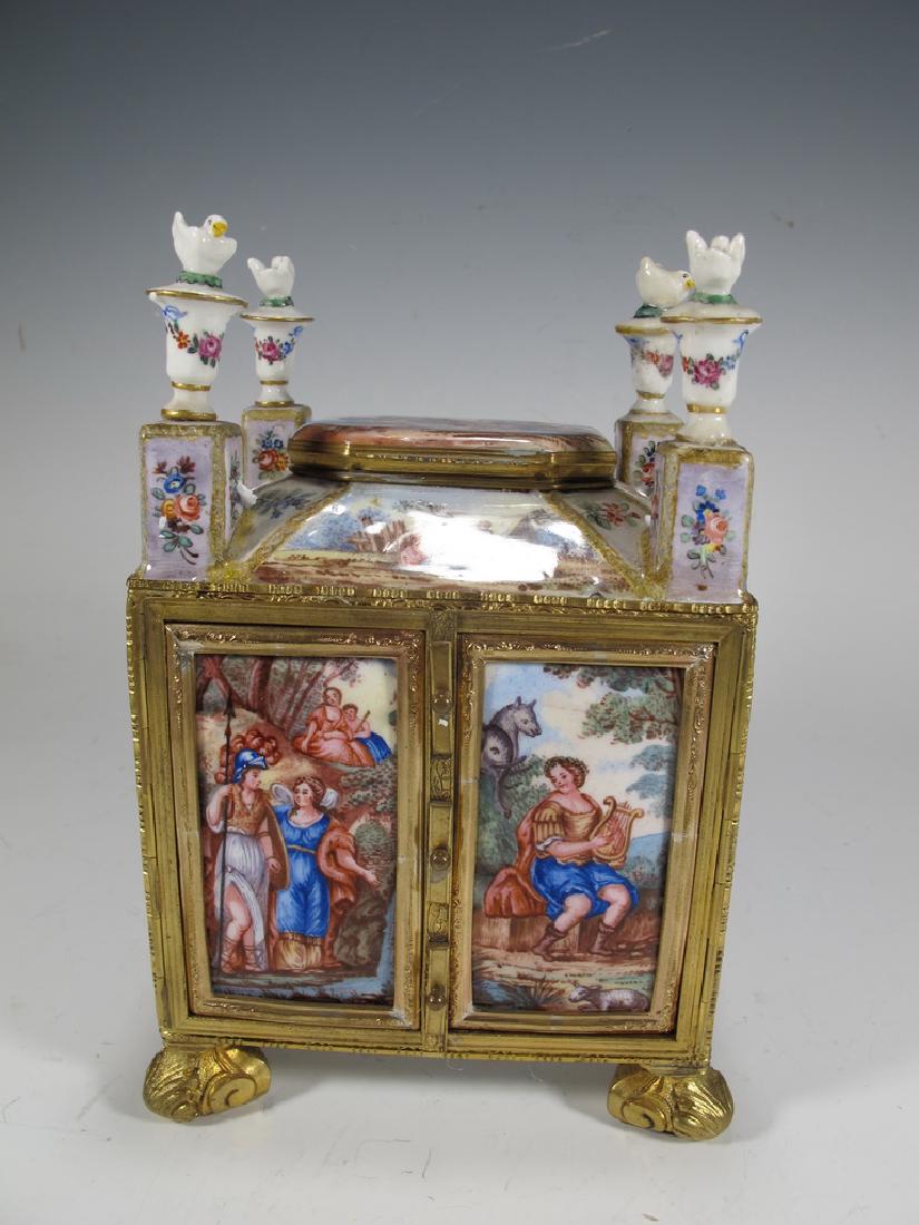 Rare antique viennese bronze enamel miniature chest (1 of 10)