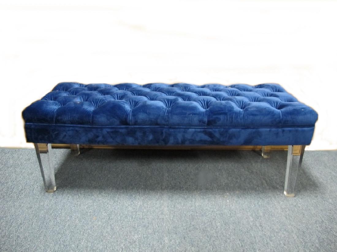 Vintage American lucite & blue velvet bench (1 of 5)