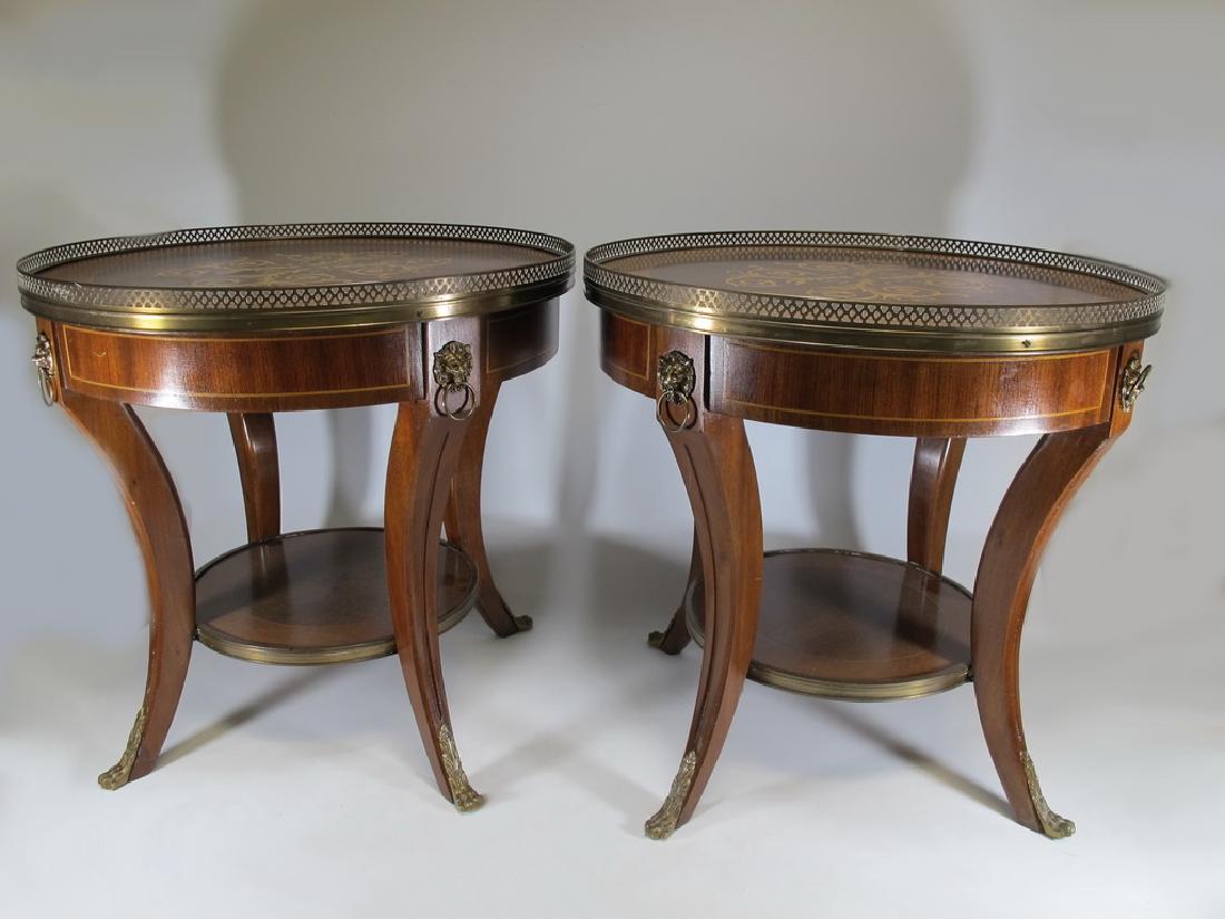 Vintage pair of French inlaid wood side tables (1 of 6)