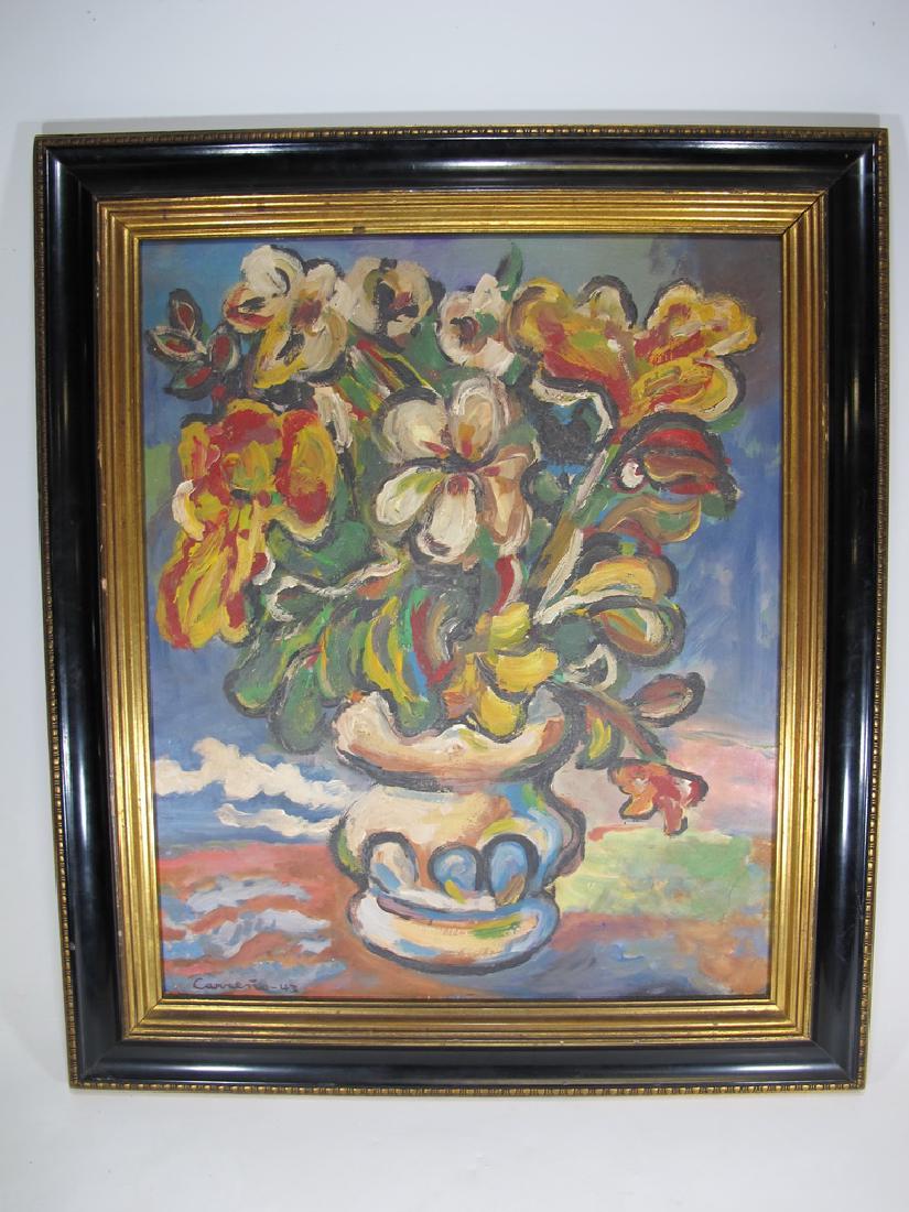 Signed Carreno oil on paper or board painting (1 of 5)