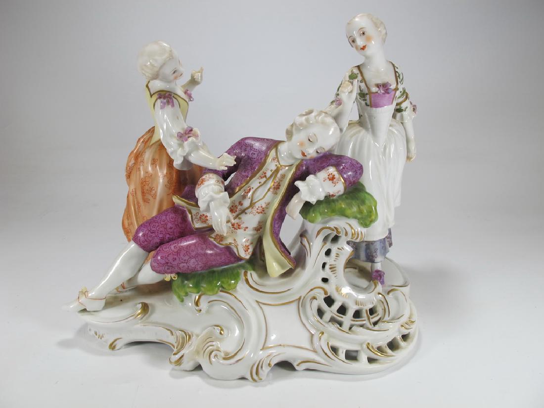 Antique German porcelain group figurine, marked (1 of 10)