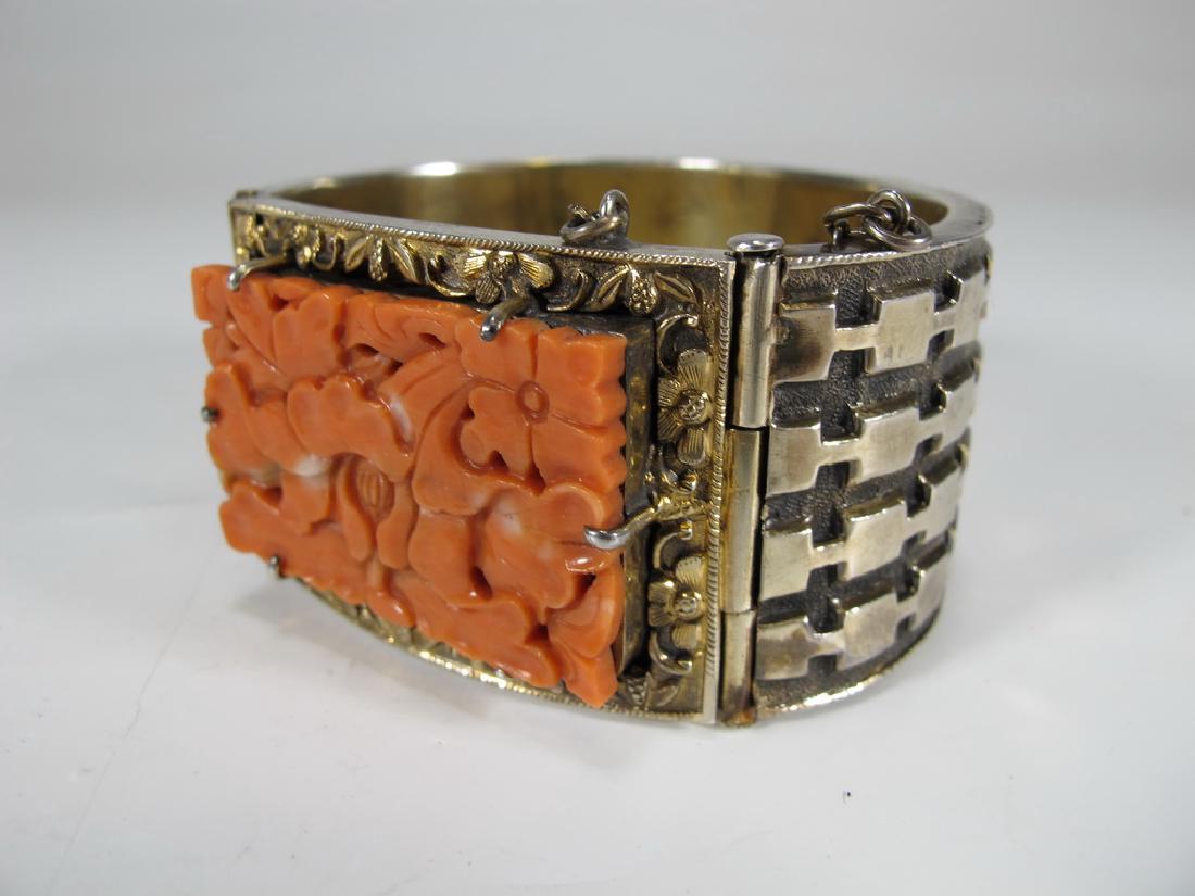Antique Chinese silver & coral bracelet (1 of 7)