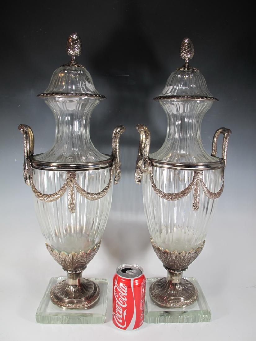 Signed Baccarat pair of bronze silverplated & glass (1 of 6)