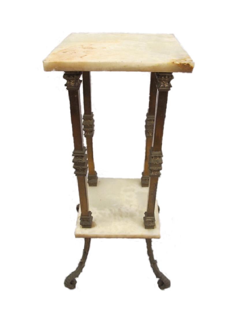 Antique French bronze & onyx pedestal (1 of 4)