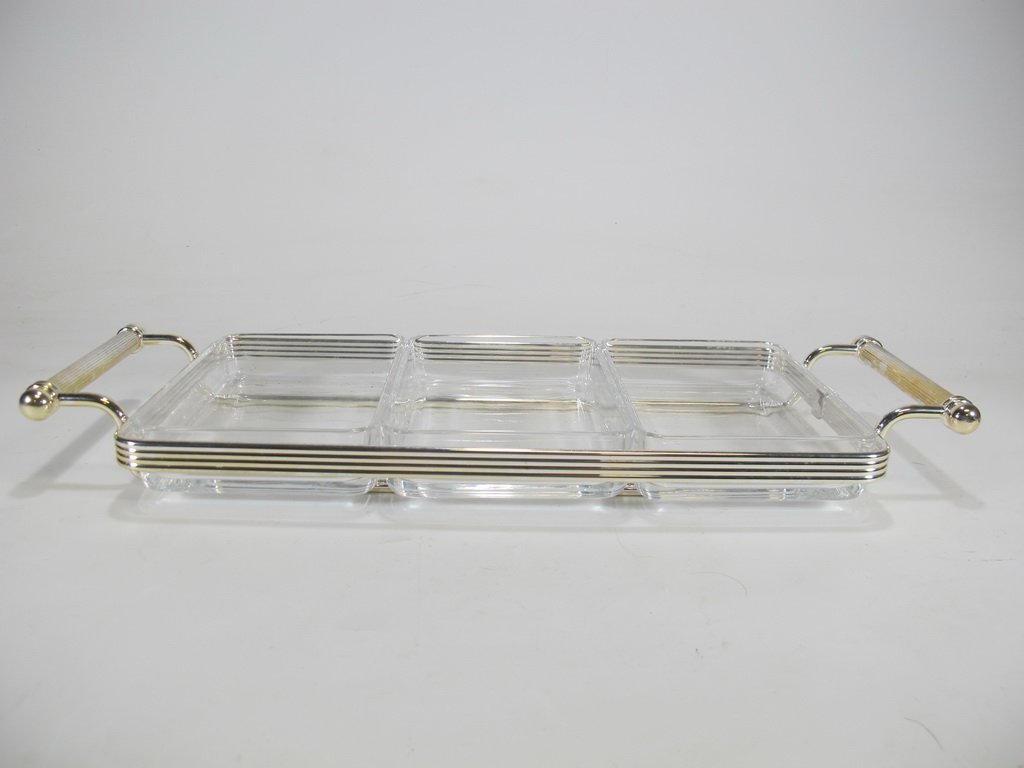 French Cristofle silverplate & glass service tray (1 of 7)
