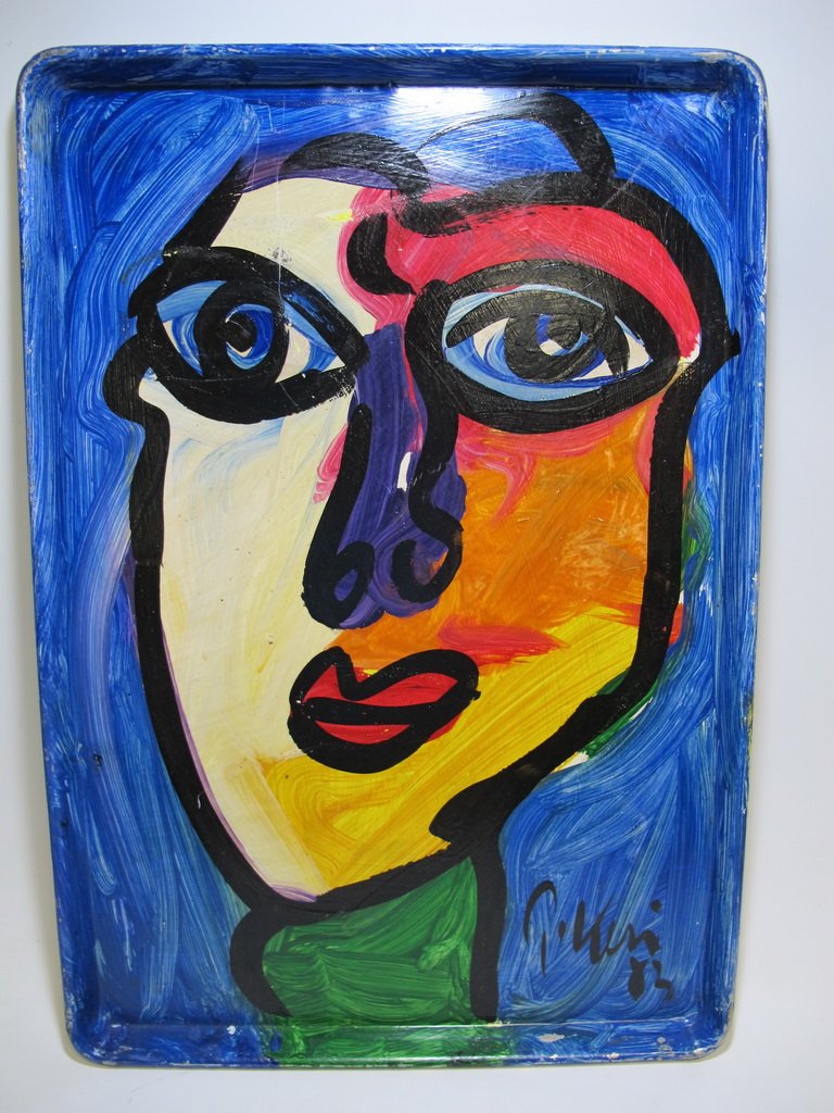 Peter Robert KEIL (1942) German artist painting: Peter Robert KEIL (1942) German artist painting on a metal tray. 25 3/4” H x 18” W x 1” D. Shipping in USA or International please contact : James Lawrence from the local UPS Store, 954-463-0444